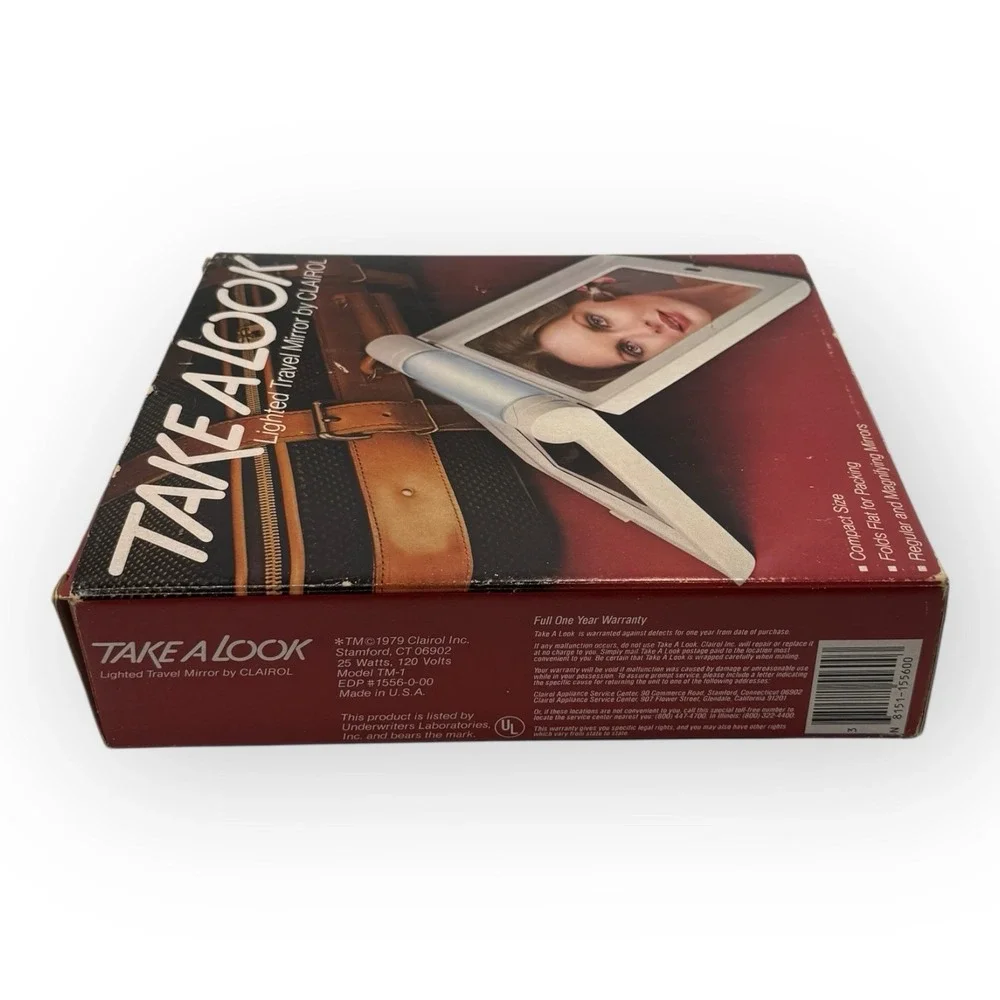 Clairol Take A Look Lighted Vanity Travel Mirror TM-1 1979 Make-Up Retro Vintage